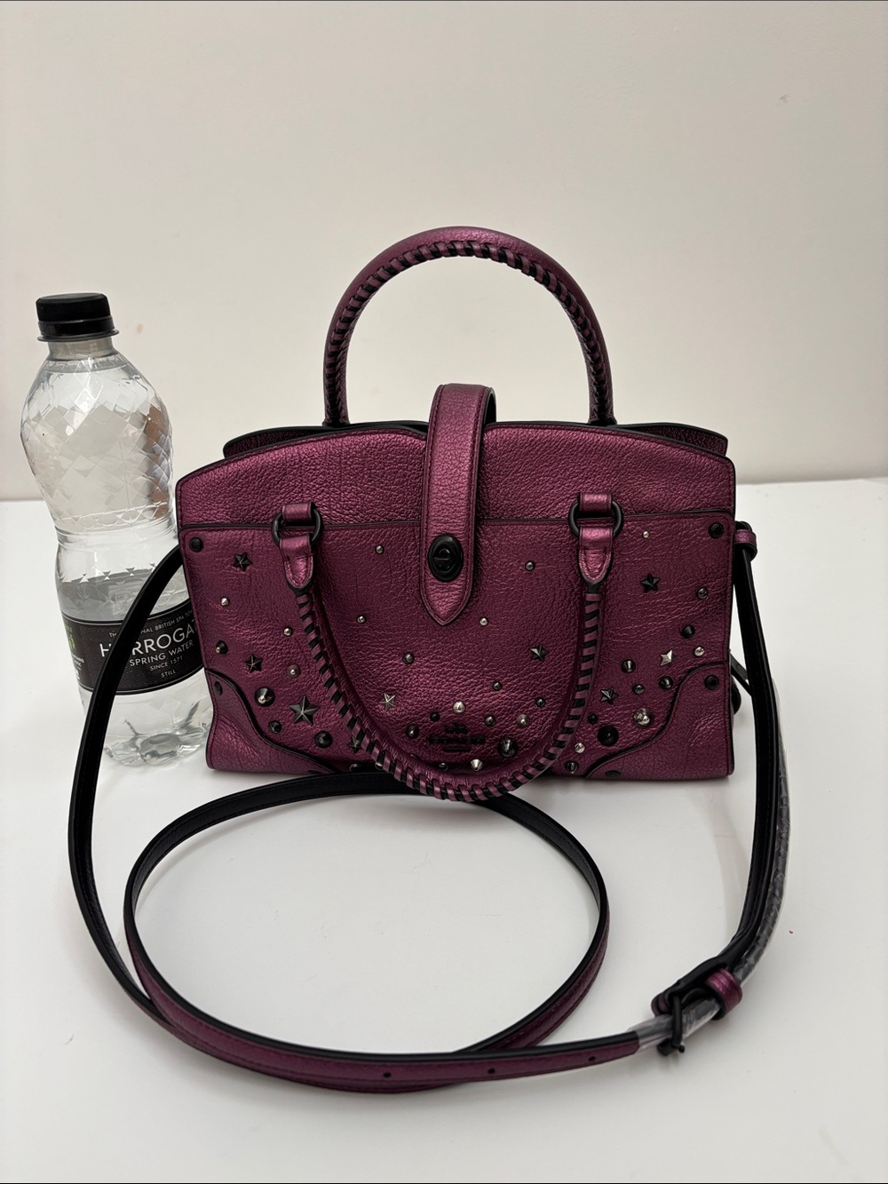 Coach Studded Crossbody Satchel - Plum